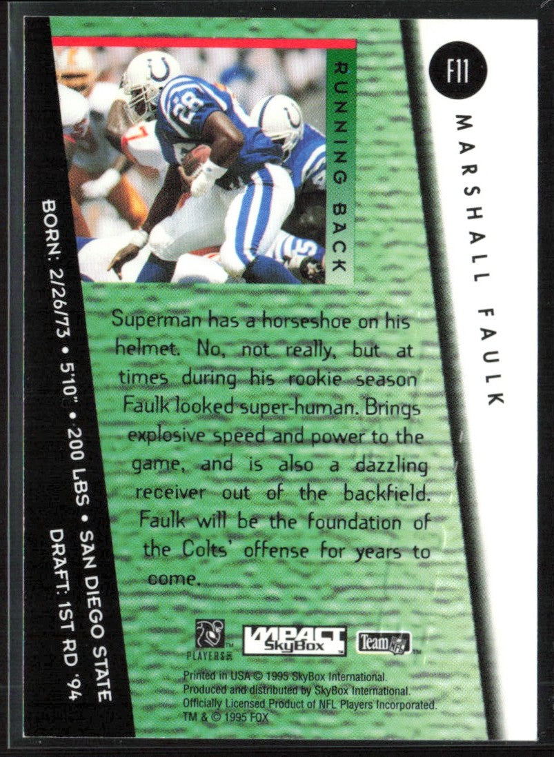 Marshall Faulk 1995 SkyBox Impact Fox More Attitude #F11 Indianapolis Colts