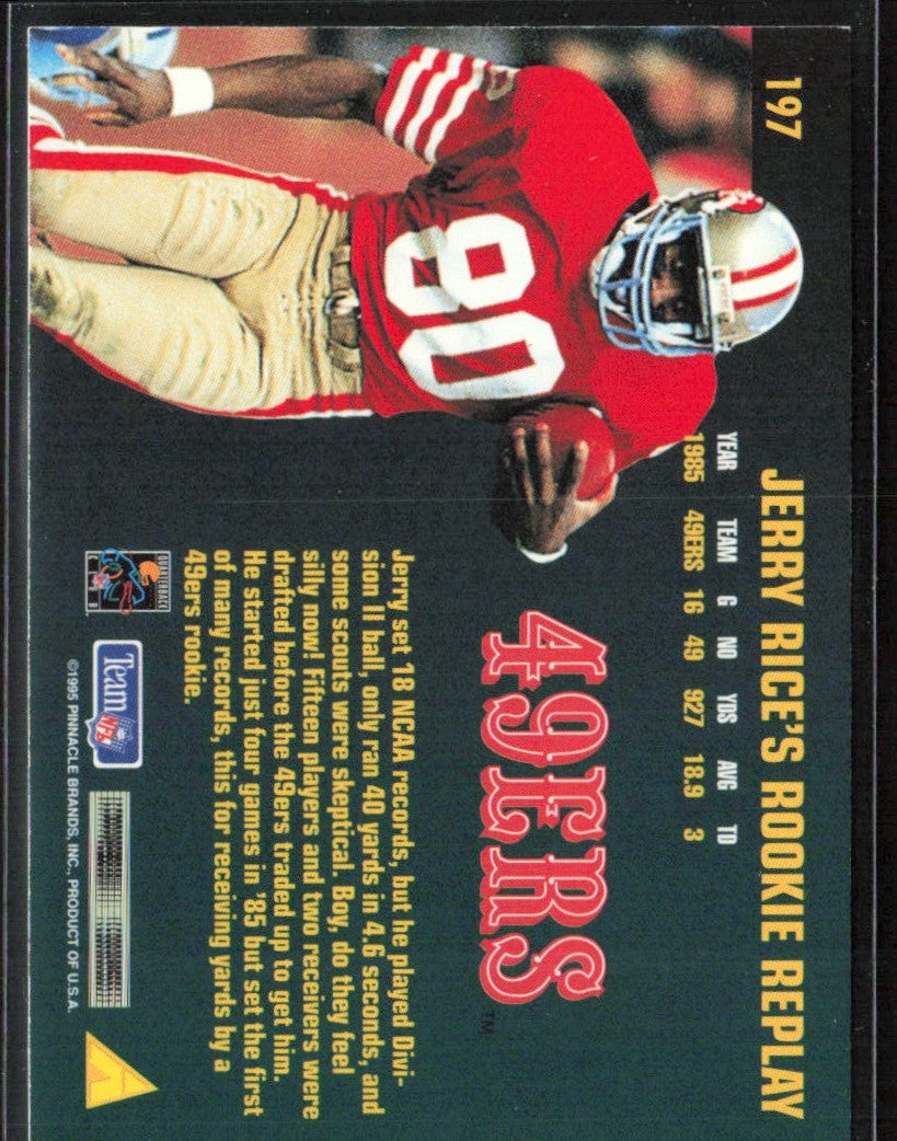 Jerry Rice 1995 Pinnacle Rookie Replay #197 San Francisco 49ers