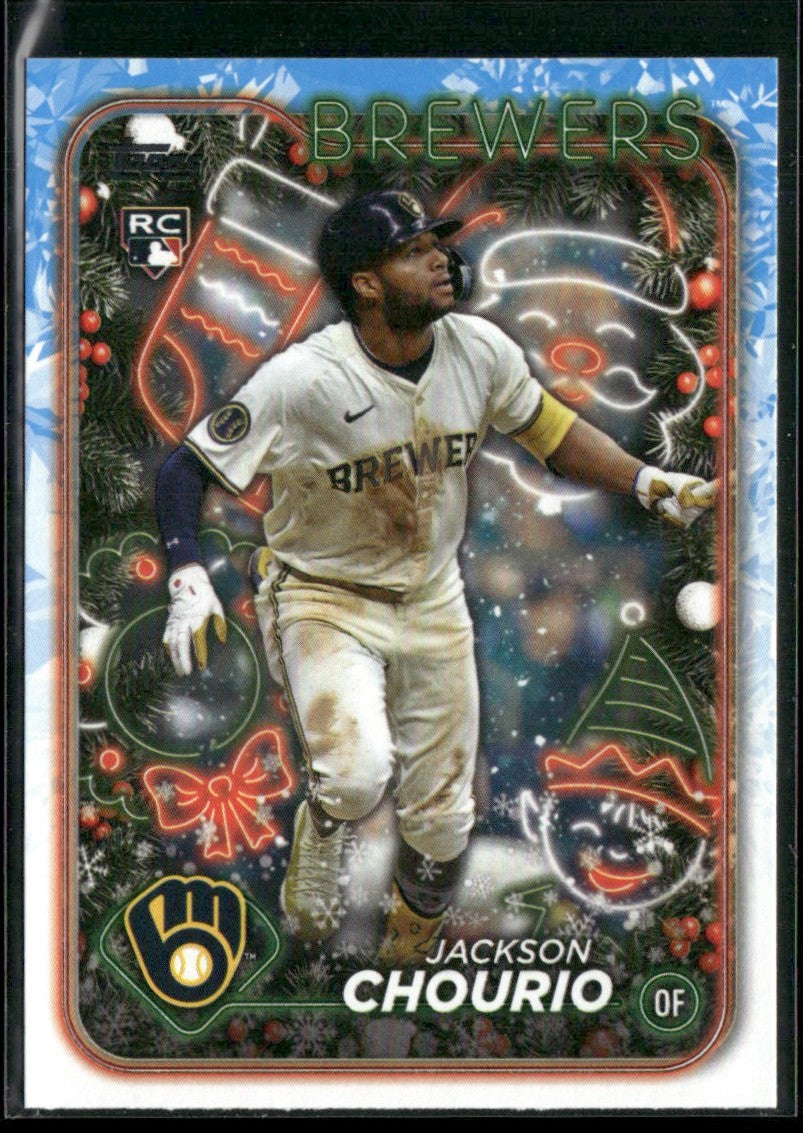 Jackson Chourio 2024 Topps Holiday Blue Metallic RC #H119 Milwaukee Brewers