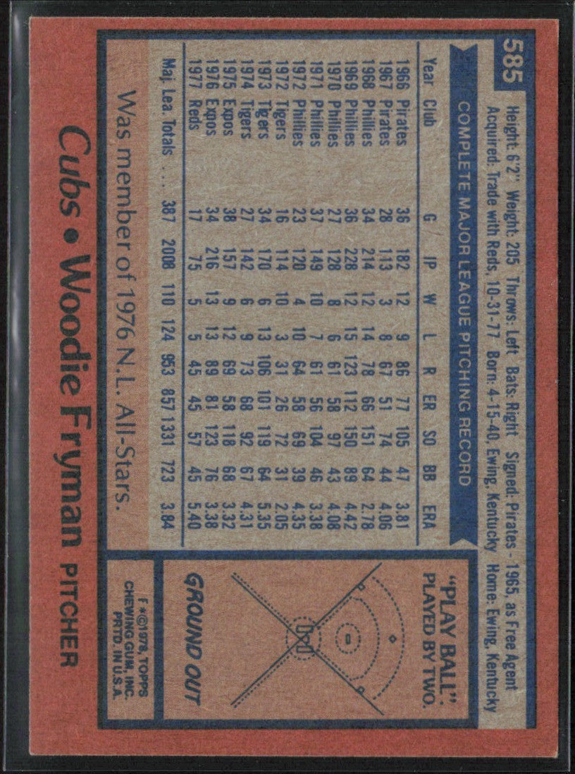 Woodie Fryman 1978 Topps #585 Chicago Cubs
