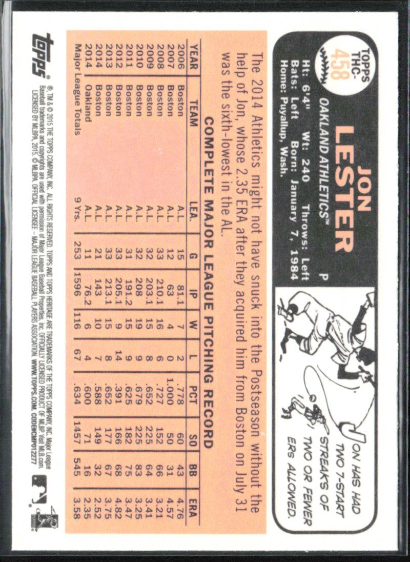 Jon Lester 2015 Topps Heritage Chrome Foil #THC-458 Oakland Athletics