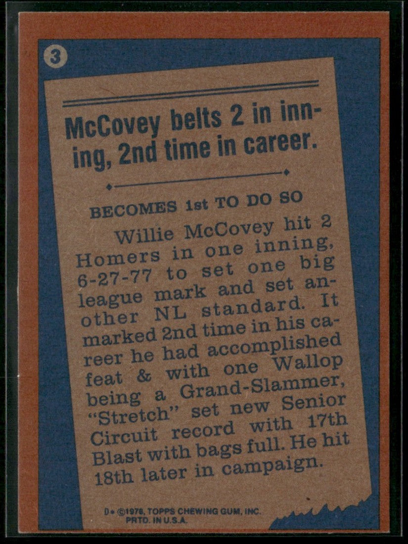 Willie McCovey 1978 Topps #3 San Francisco Giants