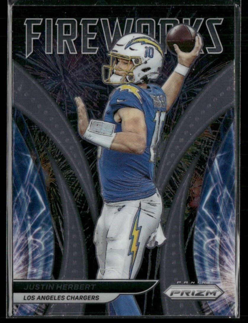 Justin Herbert 2021 Panini Prizm Fireworks #F-18 Los Angeles Chargers