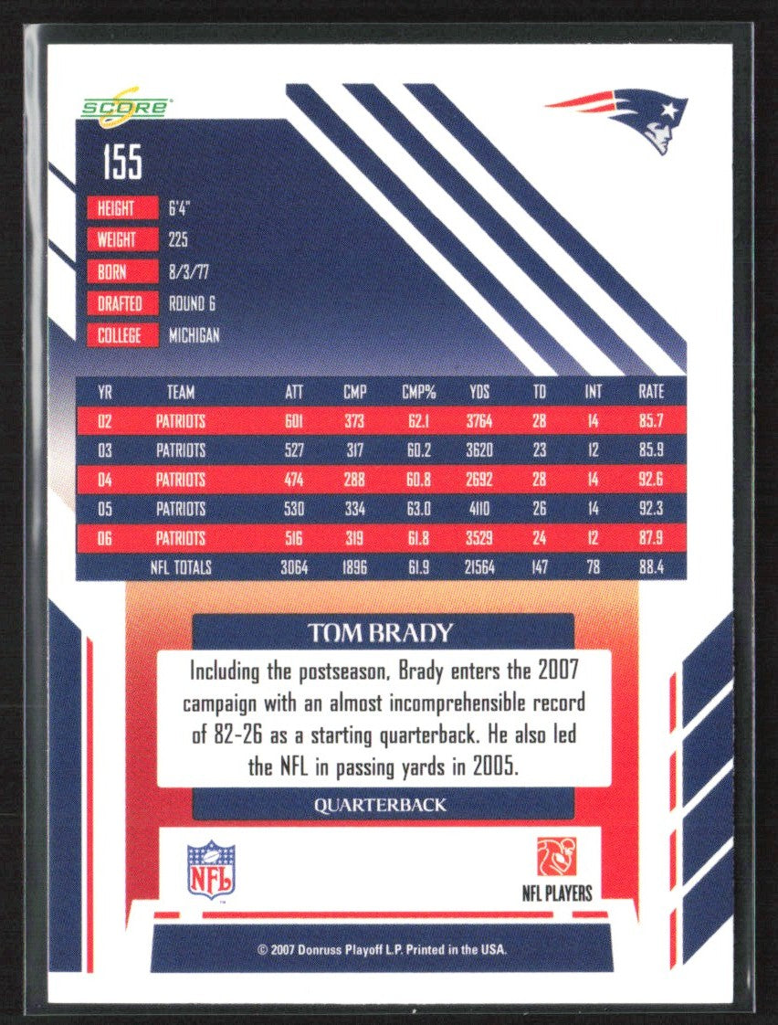 Tom Brady 2007 Score #155 New England Patriots