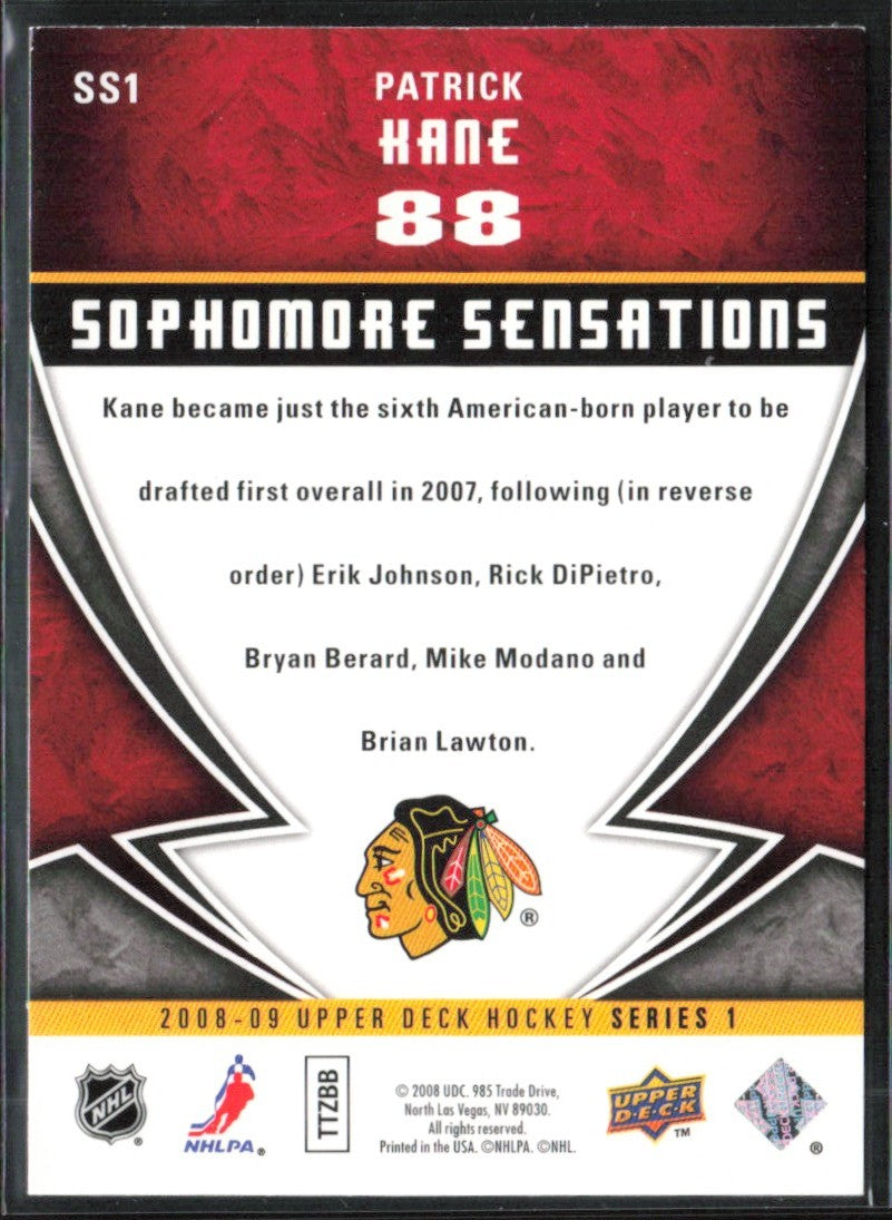Patrick Kane 2008 Upper Deck Sophomore Sensations #SS1 Chicago Blackhawks