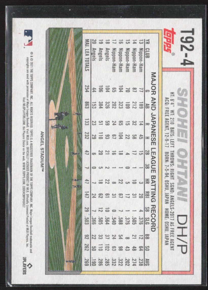 Shohei Ohtani 2021 Topps 1992 Topps Redux #T92-4 Los Angeles Angels