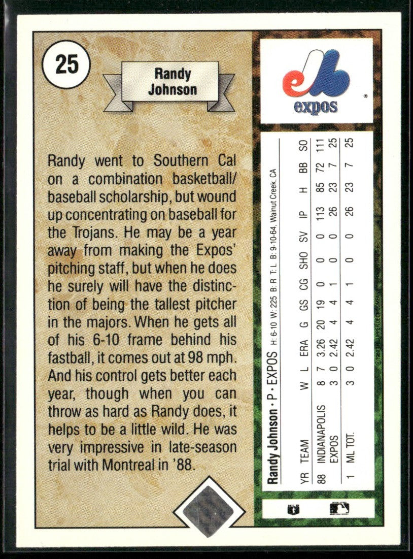 Randy Johnson 1989 Upper Deck RC #25 Montreal Expos