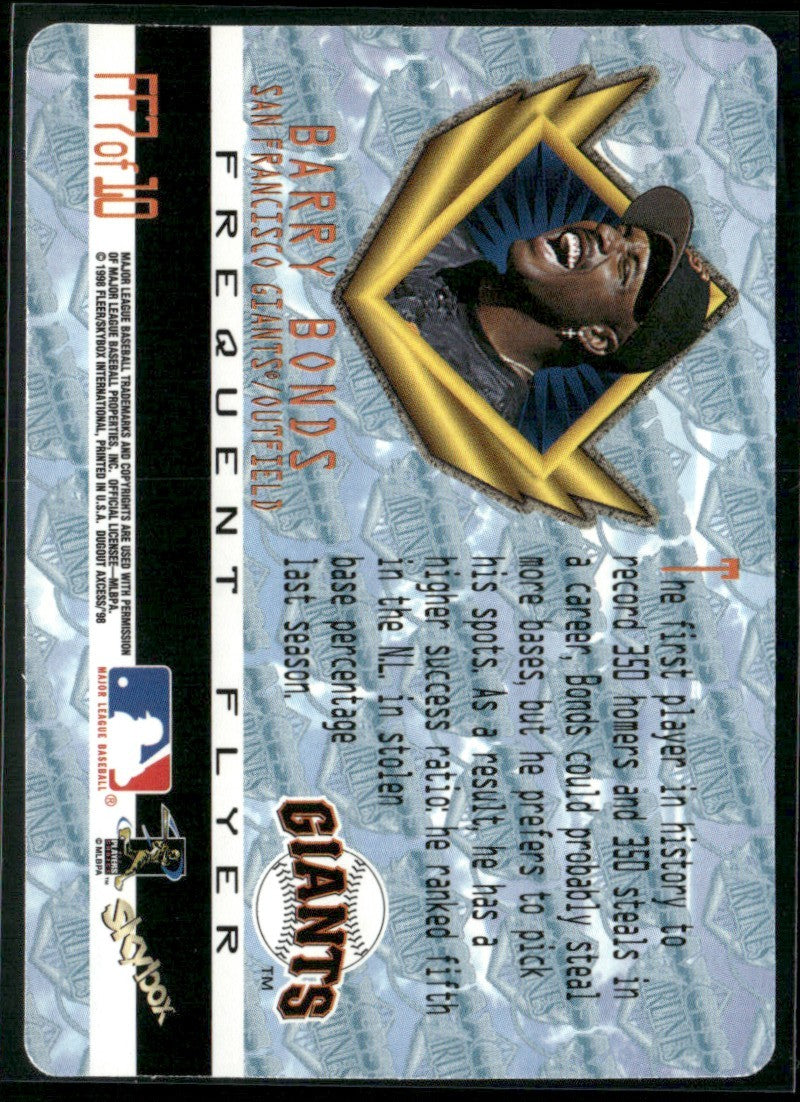 Barry Bonds 1998 Dugout Axcess Frequent Flyer #FF7 San Francisco Giants