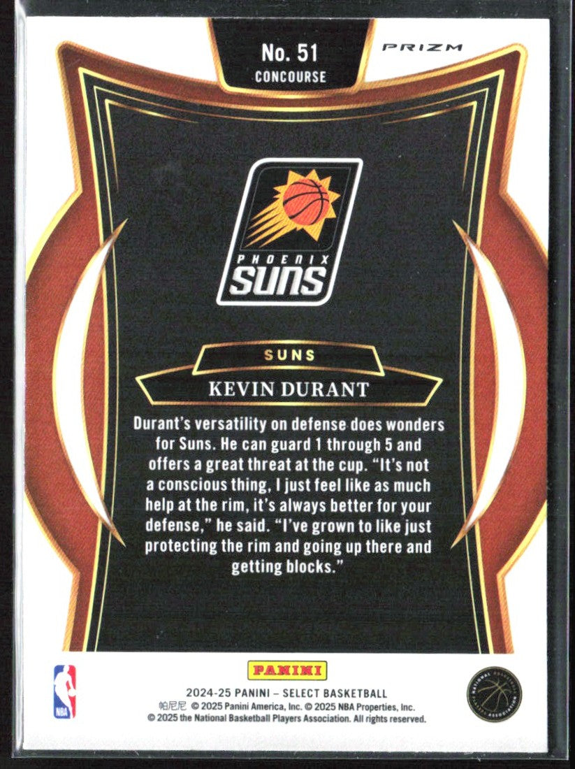 Kevin Durant 2024 Panini Select Concourse Blue Ice #51 Phoenix Suns