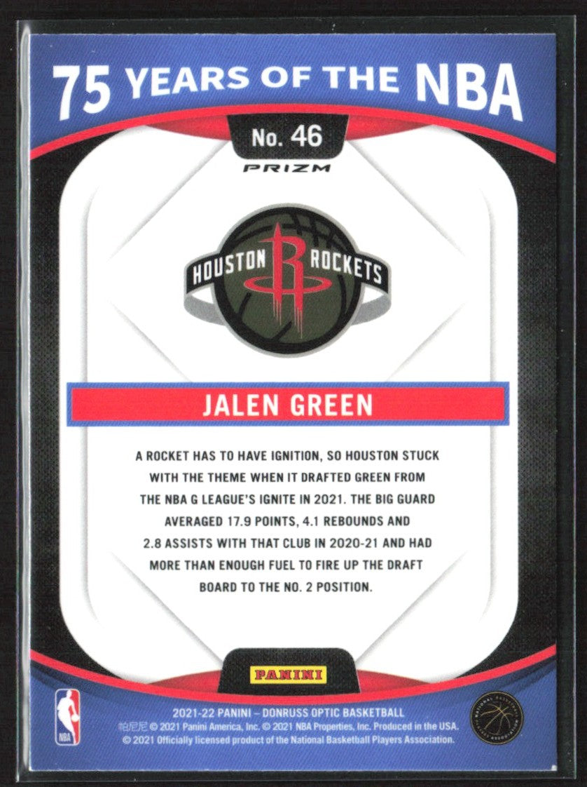 Jalen Green 2021 Donruss Optic 75 Years of the NBA Silver Holo Prizm #46