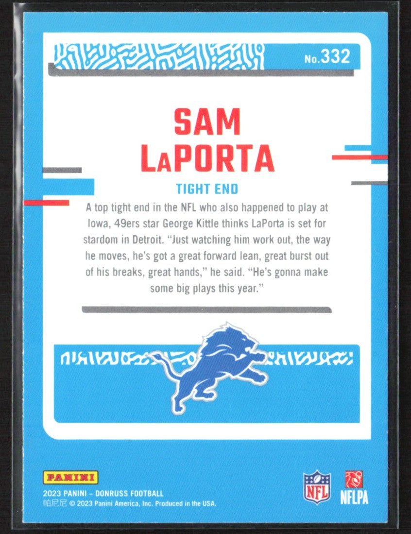 Sam LaPorta 2023 Donruss Press Proof Blue RC #332 Detroit Lions