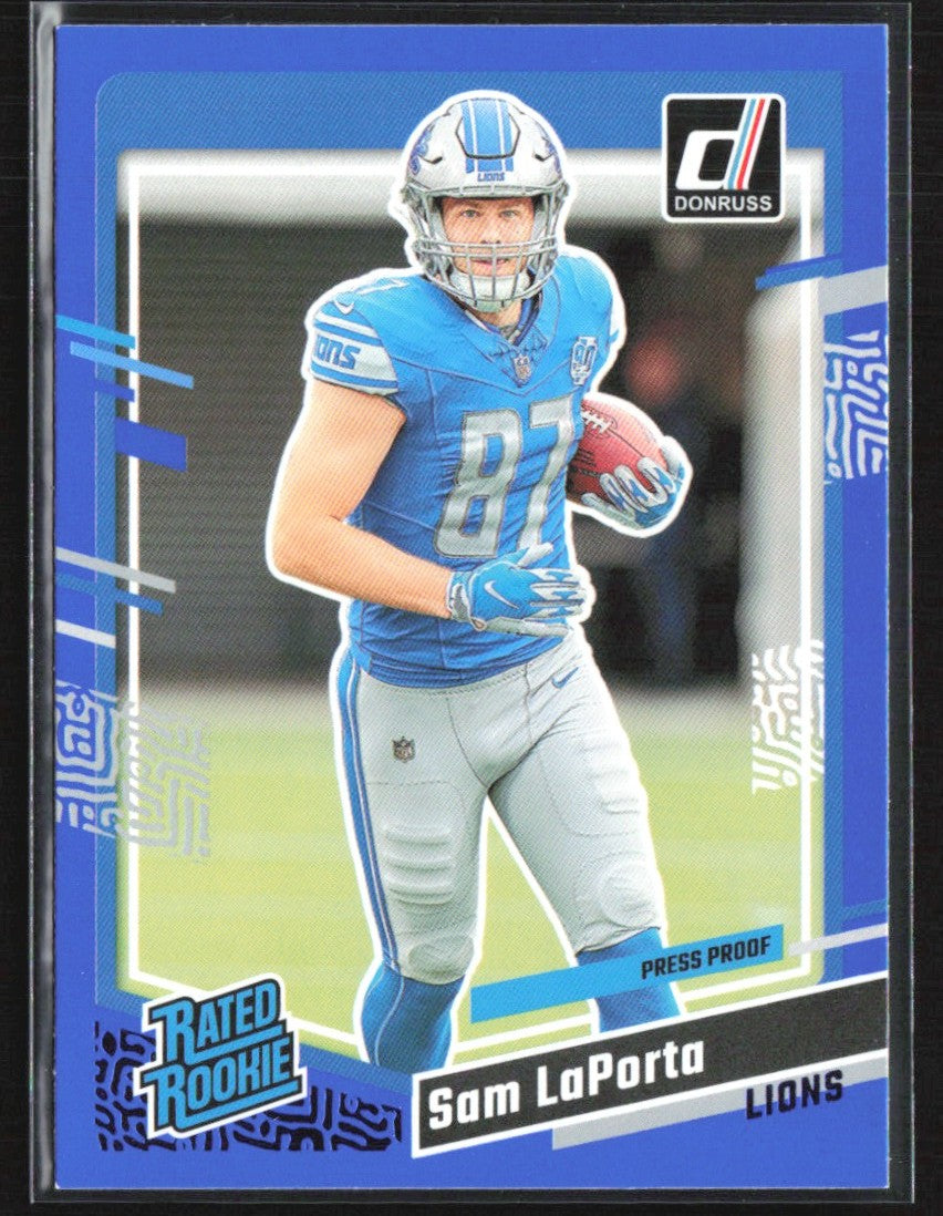 Sam LaPorta 2023 Donruss Press Proof Blue RC #332 Detroit Lions