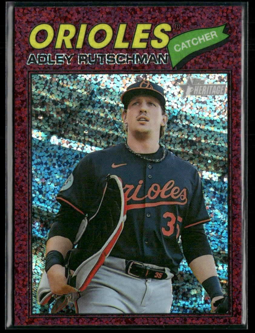 Adley Rutschman 2026 Topps Heritage Pink Sparkle #180 Baltimore Orioles