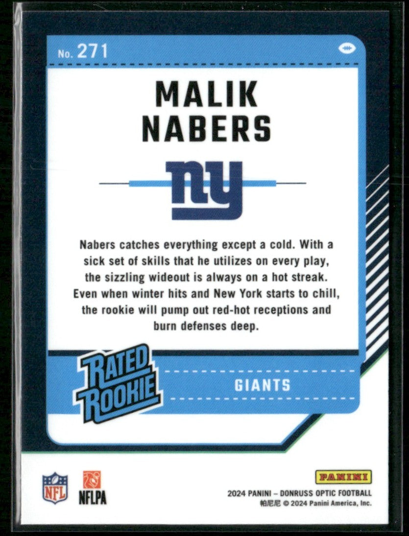 Malik Nabers 2024 Donruss Optic RC #271 New York Giants