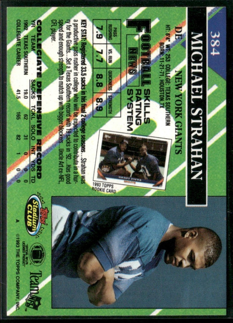 Michael Strahan 1993 Topps Stadium Club #384 New York Giants