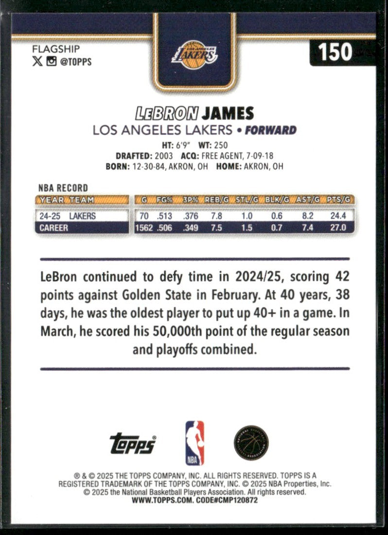 LeBron James 2025 Topps Foilboard #150 Los Angeles Lakers