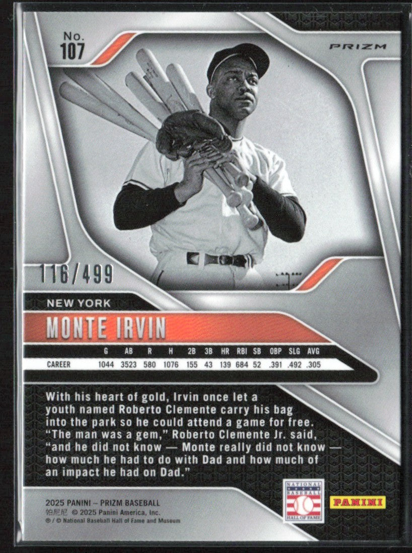 Monte Irvin 2025 Panini Prizm Pulsar /499 #107 New York Giants