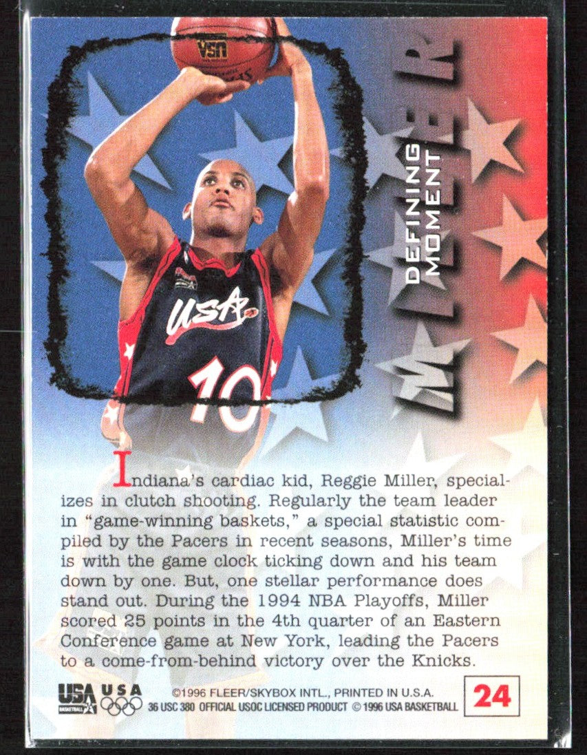 Reggie Miller 1996 Fleer Team USA Defining Moment #24 USA