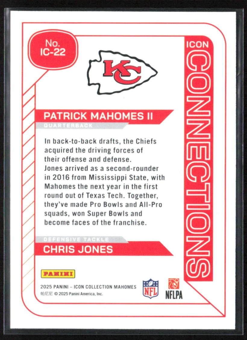 Patrick Mahomes II Chris Jones 2025 Panini Icon Collection Connections #IC-22
