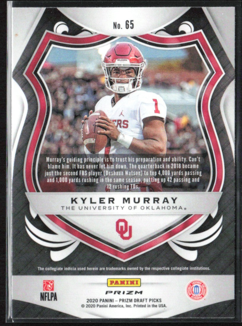 Kyler Murray 2020 Panini Prizm Draft Picks Crusade Silver #65 Oklahoma Sooners