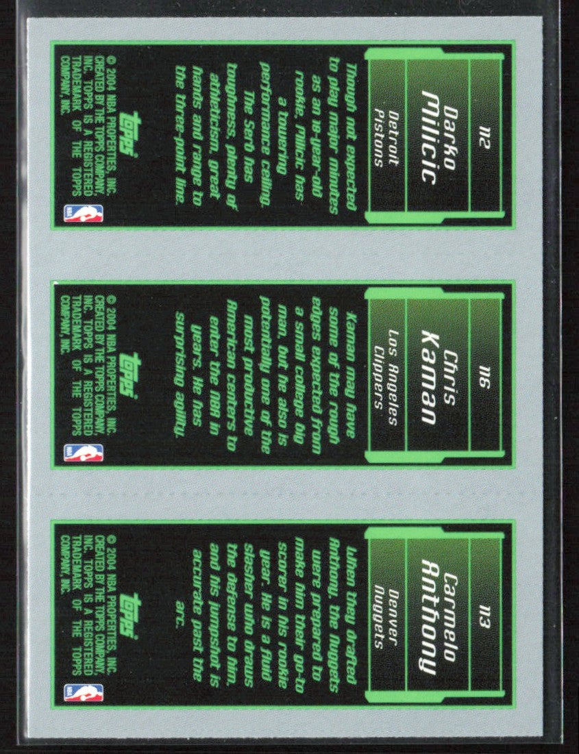 Carmelo Anthony Kaman Milicic 2003 Topps Matrix RC #113 Washington Wizards