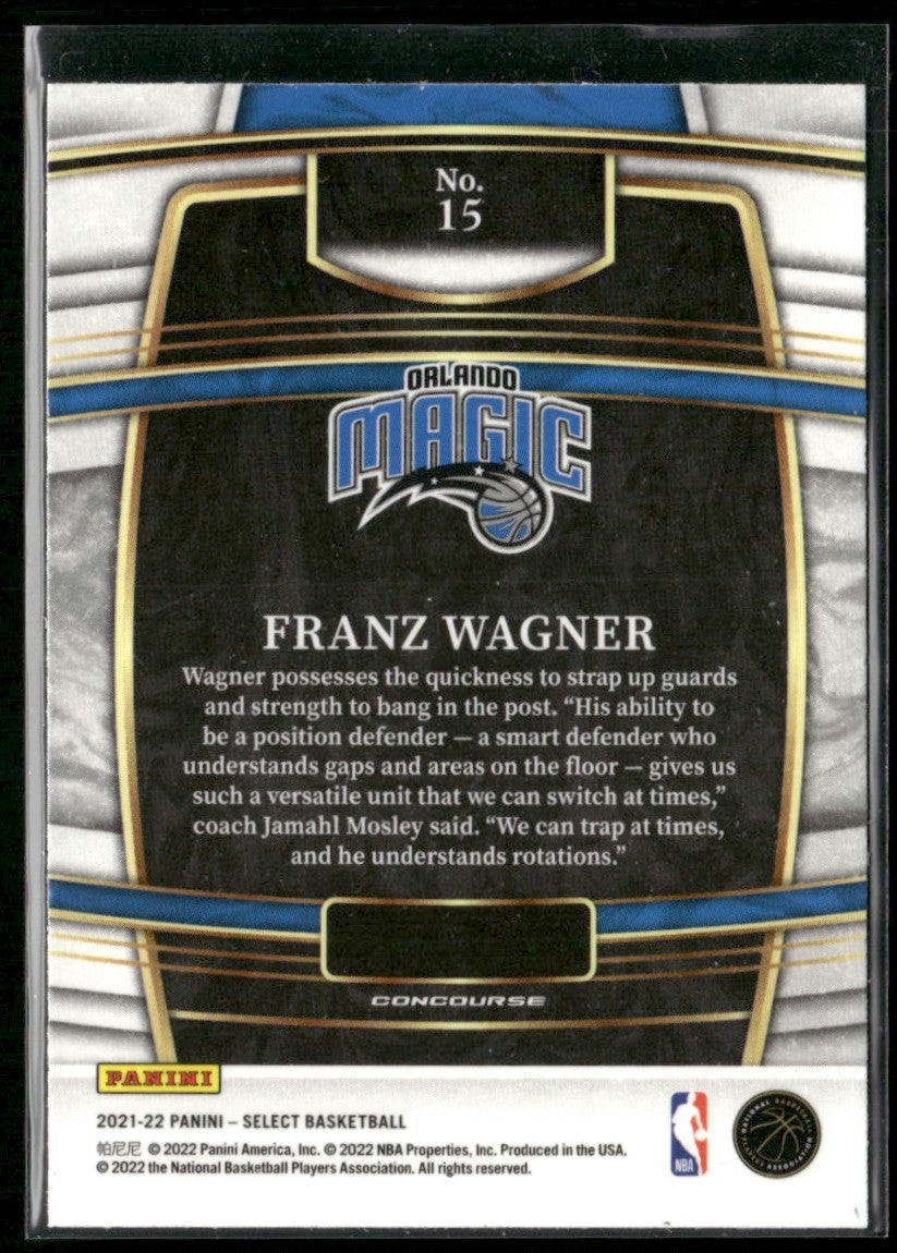 Franz Wagner 2021 Panini Select Concourse RC #15 Orlando Magic