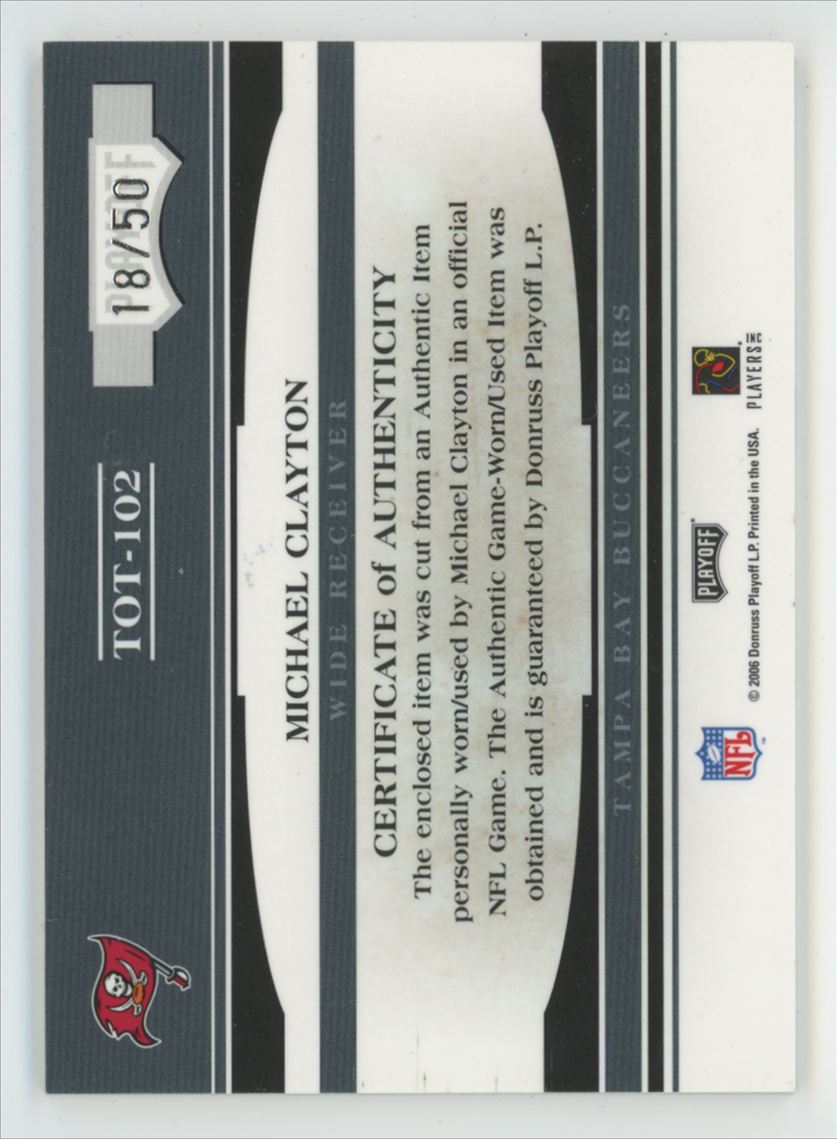 Michael Clayton 2006 Absolute Tools of the Trade /50 Jersey #TOT-102