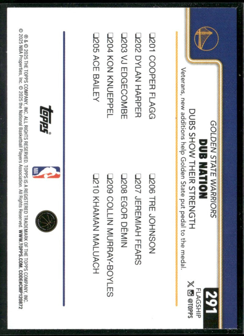 Stephen Curry 2025 Topps #291 Golden State Warriors