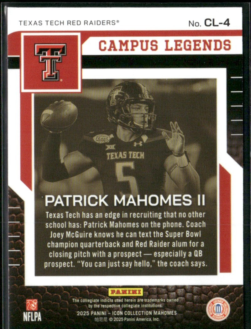 Patrick Mahomes II 2025 Panini Icon Collection Campus Legends #CL-4
