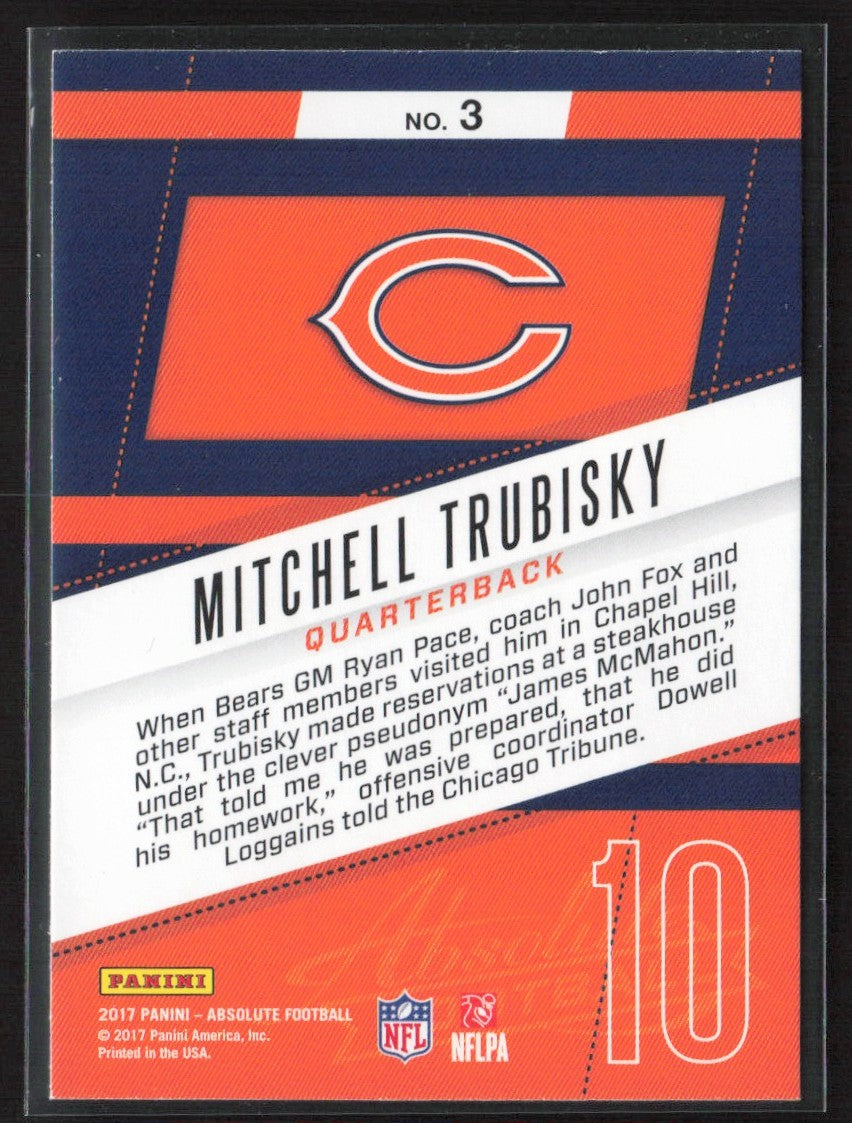 Mitchell Trubisky 2017 Panini Absolute Rookie Roundup RC #3 Chicago Bears