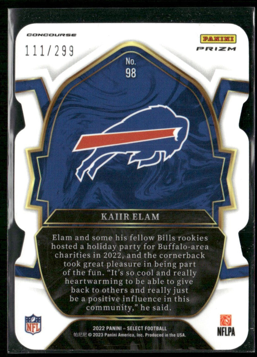 Kaiir Elam 2022 Panini Select Concourse Neon Green Prizm Die Cut RC /299 #98