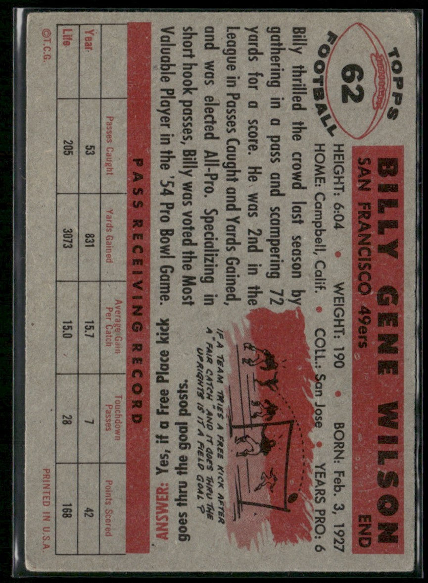 Billy Wilson 1956 Topps #62 San Francisco 49ers