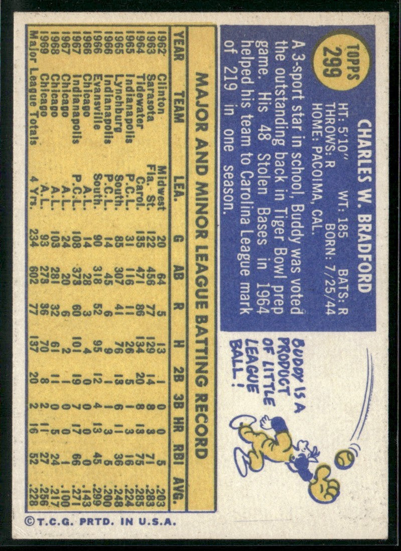 Buddy Bradford 1970 Topps #299 Chicago White Sox