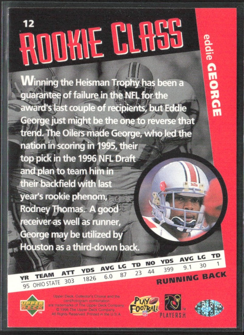 Eddie George 1996 Collector's Choice RC #12 Houston Oilers