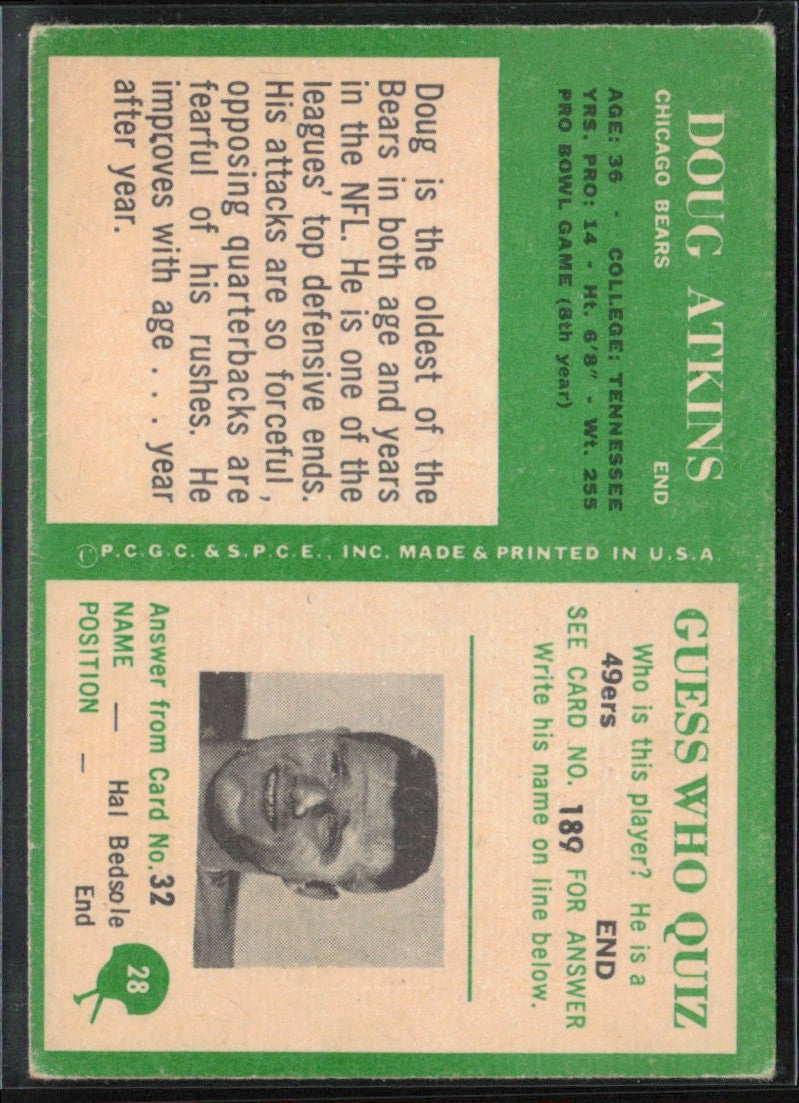 Doug Atkins 1966 Philadelphia #28 Chicago Bears