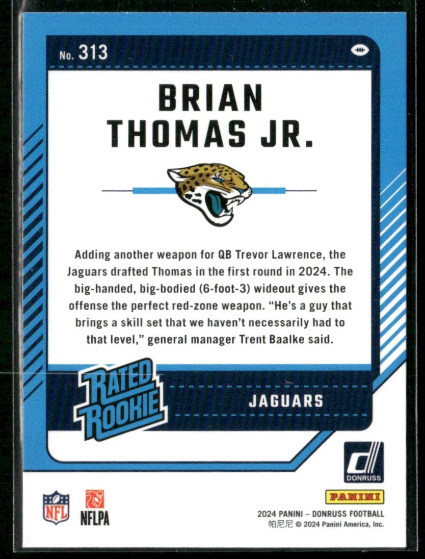 Brian Thomas Jr. 2024 Panini Donruss RC #313 Jacksonville Jaguars