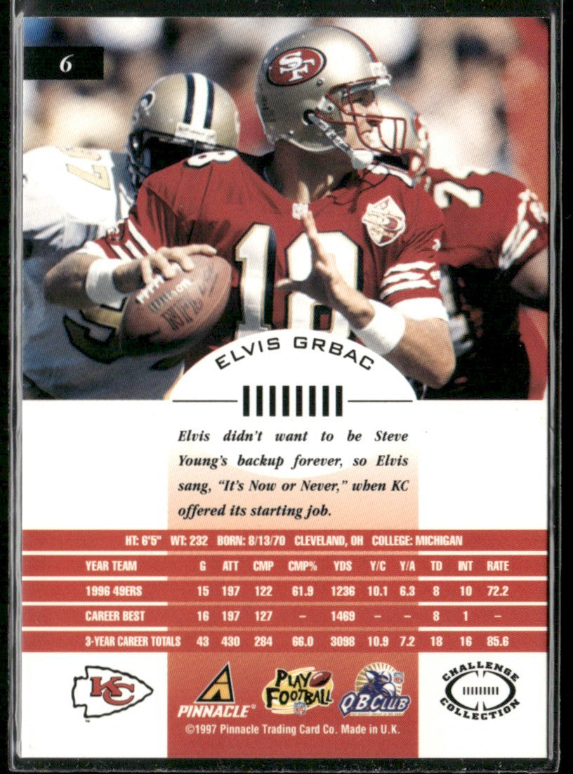 Elvis Grbac 1997 Pinnacle Inscriptions #6 San Francisco 49ers