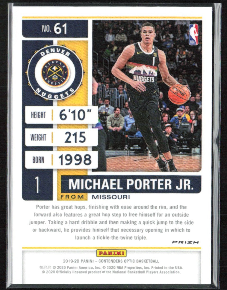 Michael Porter Jr. 2019 Panini Contenders Optic Holo Silver Prizm #61