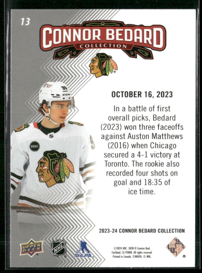 Connor Bedard 2023 Upper Deck Collection Highlights #13 Chicago Blackhawks