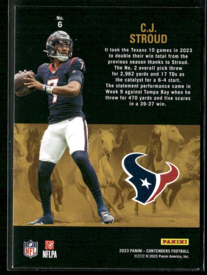 C.J. Stroud 2023 Panini Contenders Rookie Stallions RC #6 Houston Texans