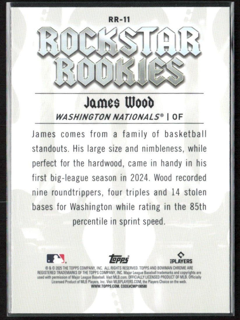 James Wood 2025 Bowman Chrome Rockstar Rookies RC #RR-11 Washington Nationals