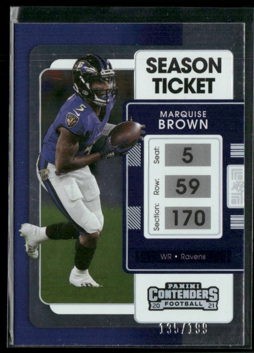 Marquise Brown 2021 Panini Contenders Playoff Ticket /199 #8 Baltimore Ravens