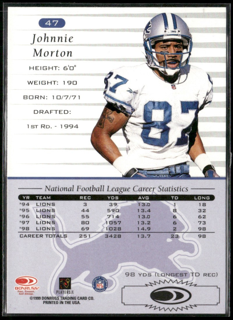 Johnnie Morton 1999 Donruss #47 Detroit Lions