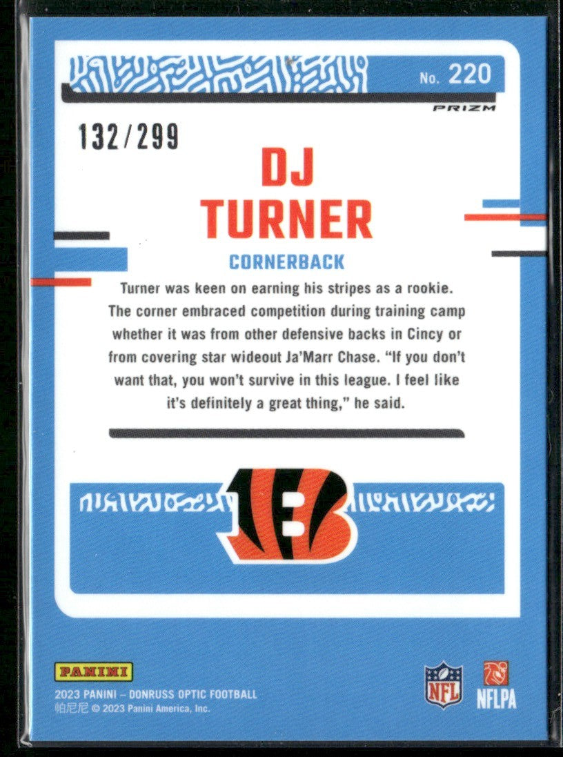 DJ Turner 2023 Donruss Optic Aqua RC /299 #220 Cincinnati Bengals