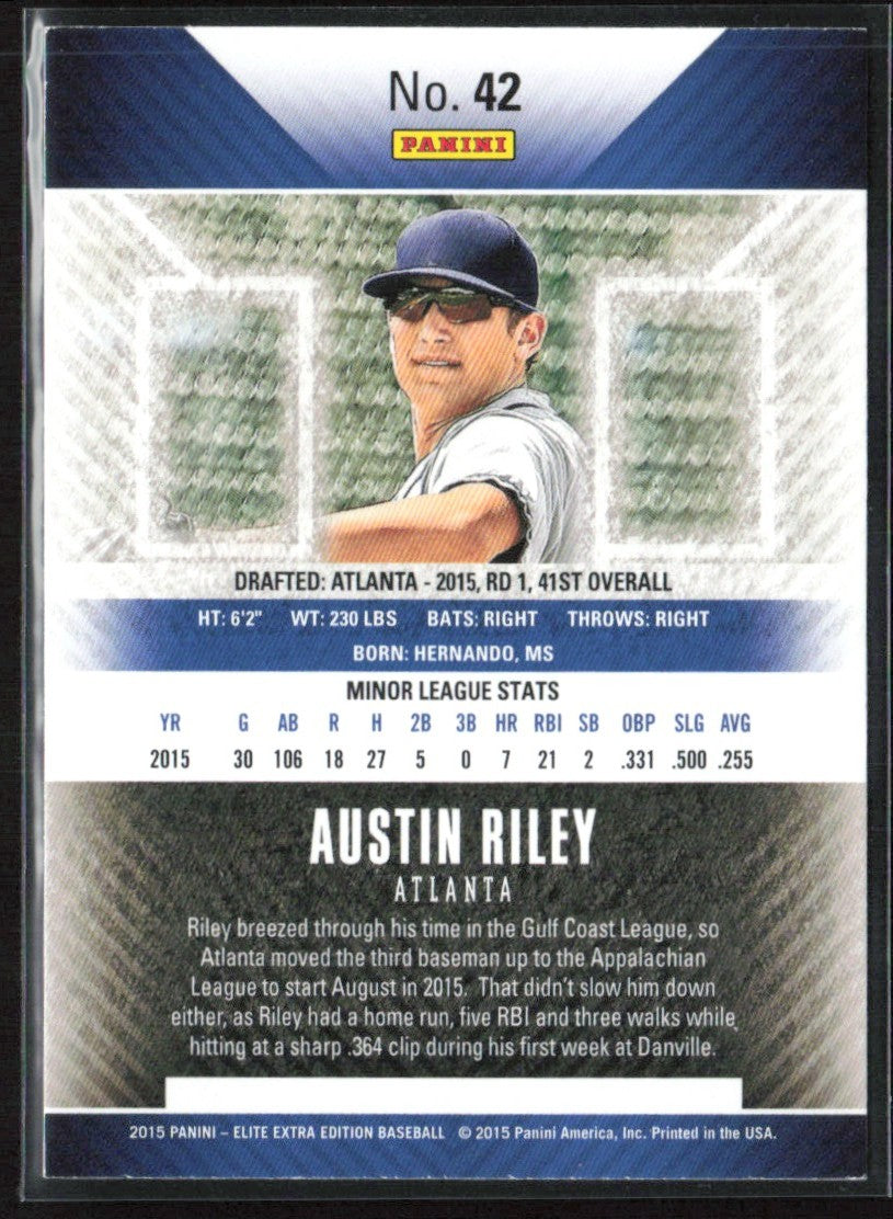 Austin Riley 2015 Panini Elite Extra Edition #42 Atlanta Braves