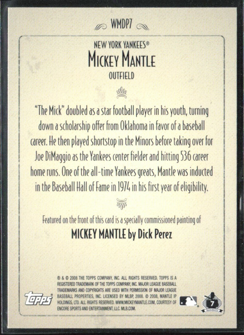 Mickey Mantle 2008 Topps Walmart Dick Perez #WMDP7 New York Yankees