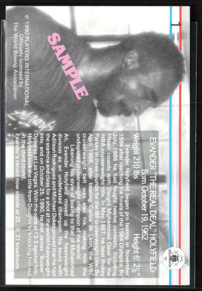 Evander Holyfield 1990 Players International Sample #1