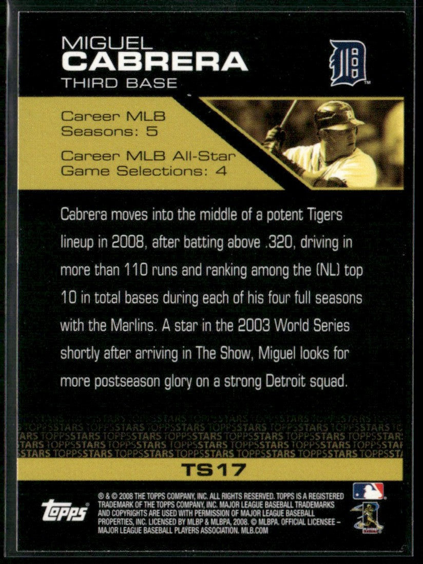 Miguel Cabrera 2008 Topps Stars #TS17 Detroit Tigers