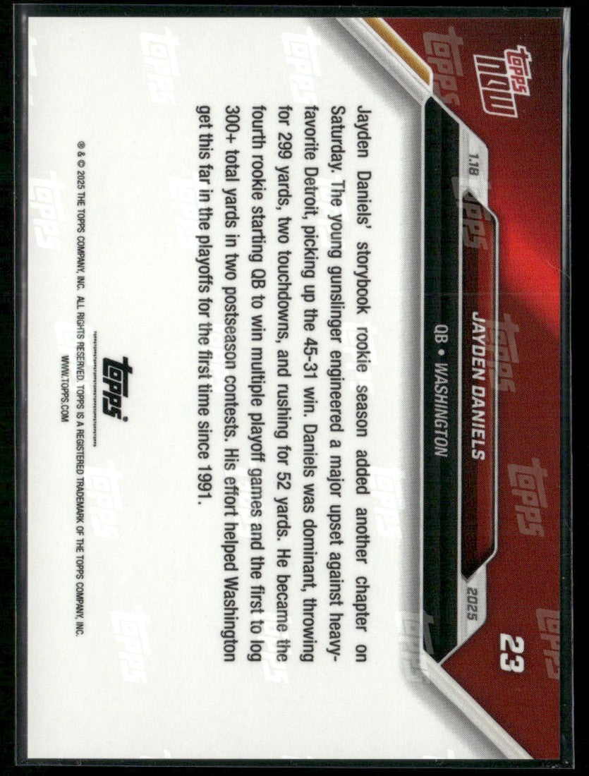 Jayden Daniels 2025 Topps Now RC #23 Washington Commanders