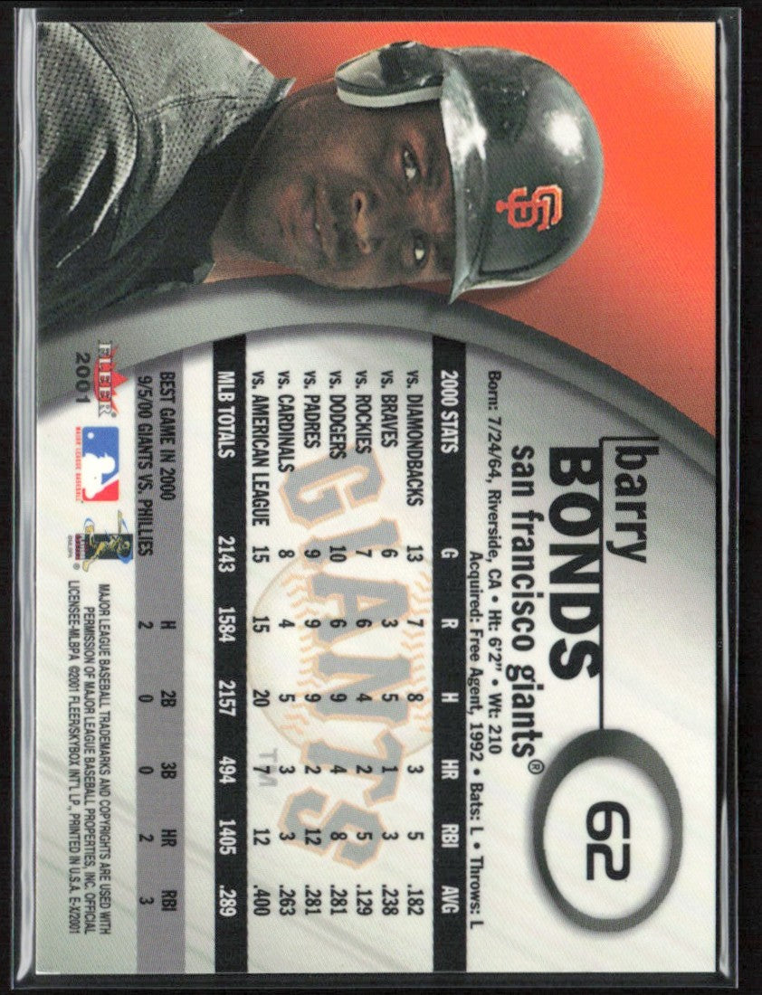 Barry Bonds 2001 Fleer E-X #62 San Francisco Giants